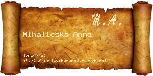 Mihalicska Anna névjegykártya